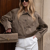 Trench - Casaco Kaki com Mangas Ballon Curtas