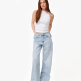 Calças Baggy de Jeans Azul Claro - Largas