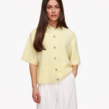 Colete Amarelo Claro de Malha com Mangas 3/4
