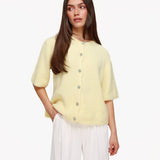 Colete Amarelo Claro de Malha com Mangas 3/4