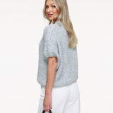 Pullover de Lã Cinza Claro com Mangas 3/4