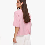 Colete de Malha Rosa Claro com Mangas 3/4