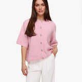 Colete de Malha Rosa Claro com Mangas 3/4