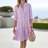 Joana - Vestido Listrado Arejado