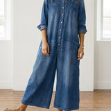Diana™ | Macacão em denim vintage com botões