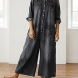 Diana™ | Macacão em denim vintage com botões