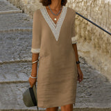 Élise – Vestido elegante de mangas médias com decote em V