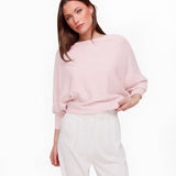 Top Rosa Tricotado com 2 Bordas e Mangas 3/4