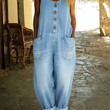 Ruth™ | Salopete em denim de algodão lavado vintage