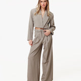Modelo Cropped V-Hals em Taupe - Blazer