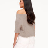 Taupe Zachte Of Shoulder SS - Sweater