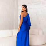 Mila™ | Elegante Vestido de Cetim com Fenda Lateral