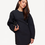Vestido Preto Ajustado com Mangas Balão LS