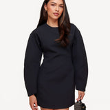 Vestido Preto Justo com Mangas Balão LS - Jurk
